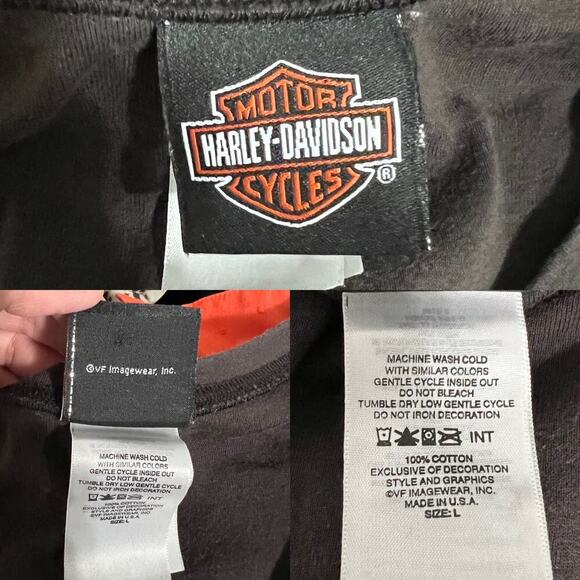 Harley Davidson Ladies Cut Brown Metallic Graphic Tee Ithaca HD Cayuta, NY Large - Picture 4 of 6